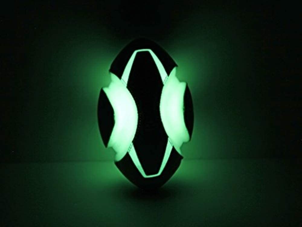 Chuckit! Max Glow Fumble Fetch Dog Football Toy, Green/White, Rubber & EVA, 1 Count, Model 32306