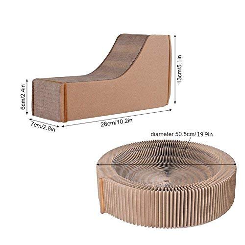 BobbyPet Cat Scratcher Lounge Bed - Collapsible Beige Cardboard for Big Cats, Model BPCAT001