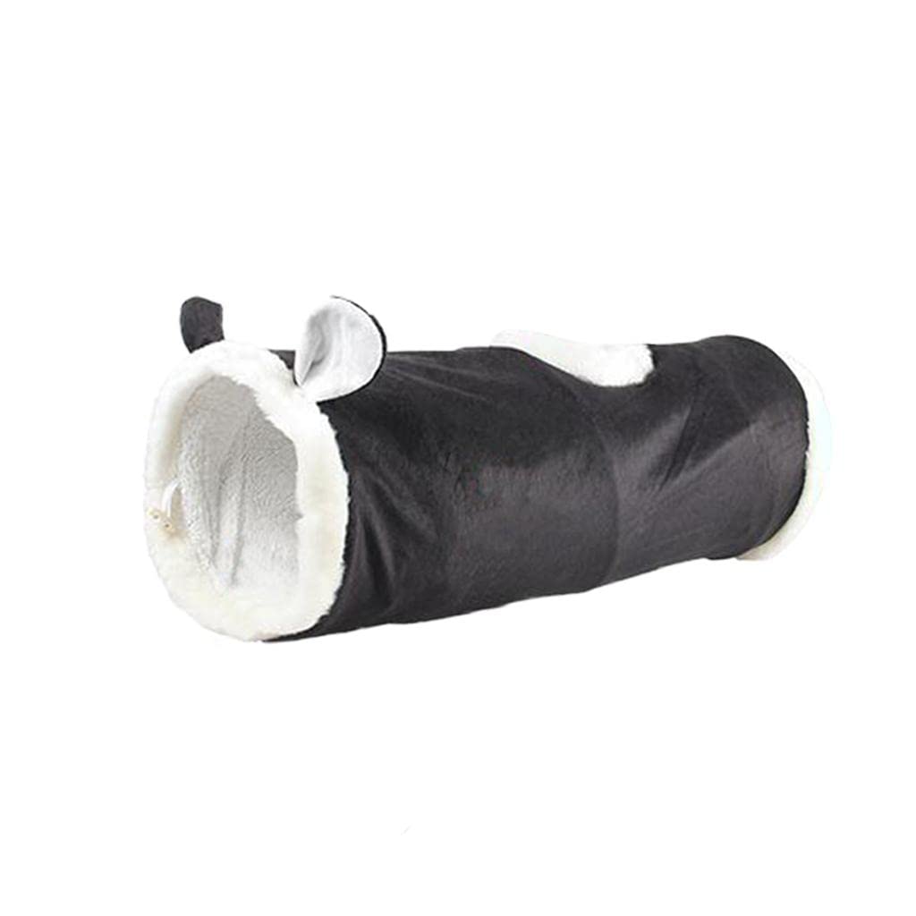 Ujeavette Cat Tunnel Foldable 2 Way Warm Nest Crinkle Hiding For Indoor Home Training Black Cat