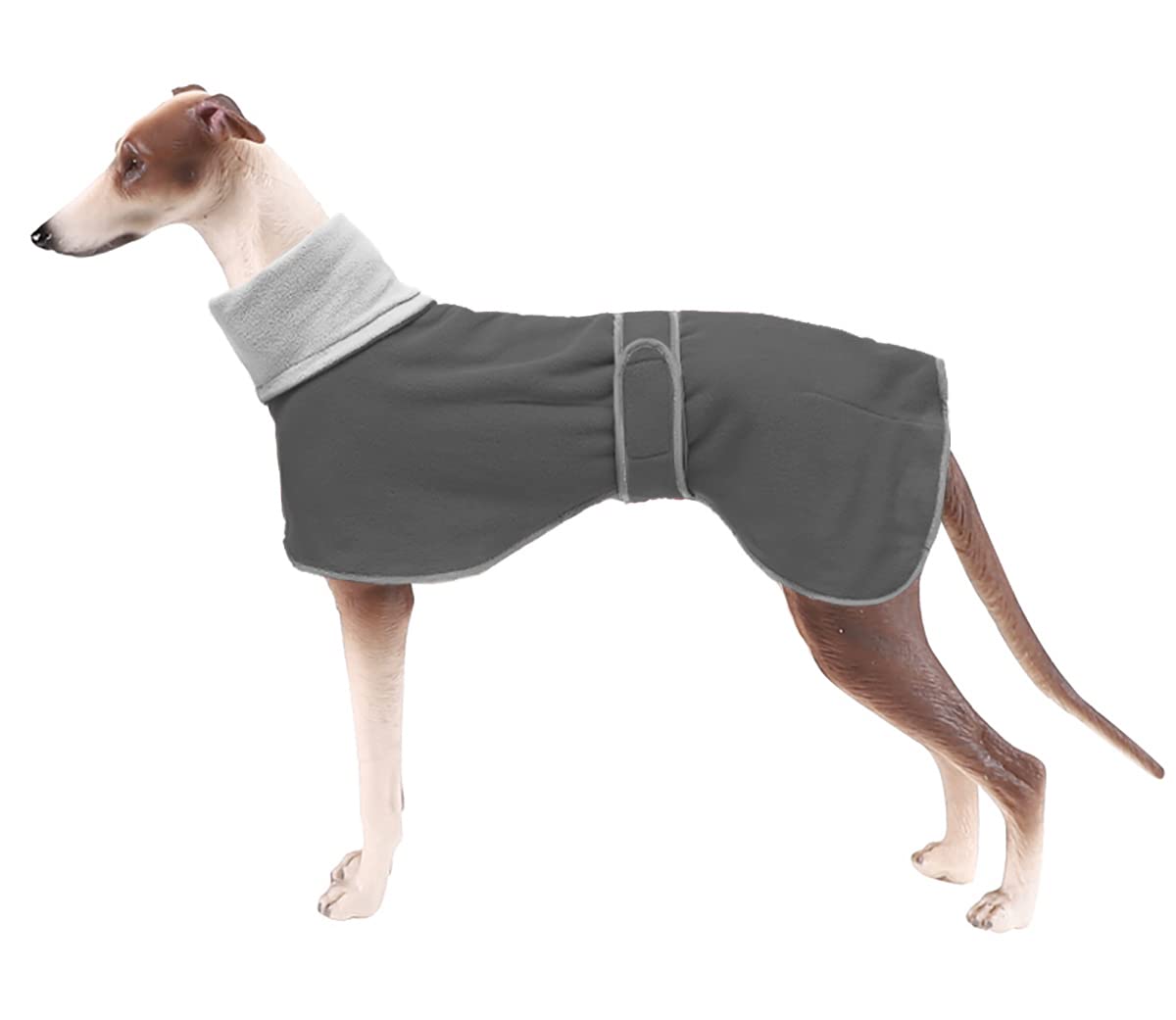 Greyhound Cosy Fleece Jumper, Dog Winter Coat With Warm Fleece Lining, Outdoor Dog Apparel With Adjustable Bands For Medium, Large Dog -Gray-Xxxl