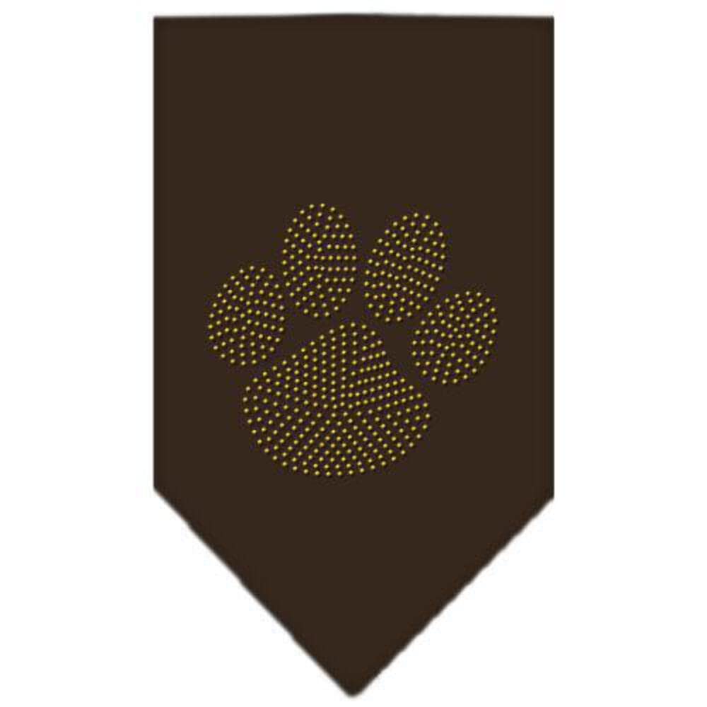 Pet and Dog Bandana Rhinestone, "Paw Gold" Cocoa Small