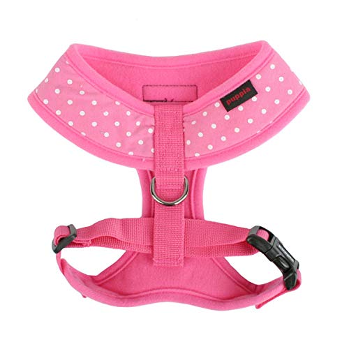 Puppia Dotty Dog Harness Over-The-Head No Pull No Choke Walking Training Adjustable For Small & Medium Dog, Medium, Pink
