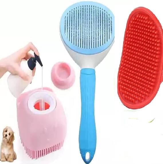 Senapati Self Cleaning Slicker Pet Grooming Brush | Pet Cleaning Tool Suitable for All Pets | (Pack of 3)