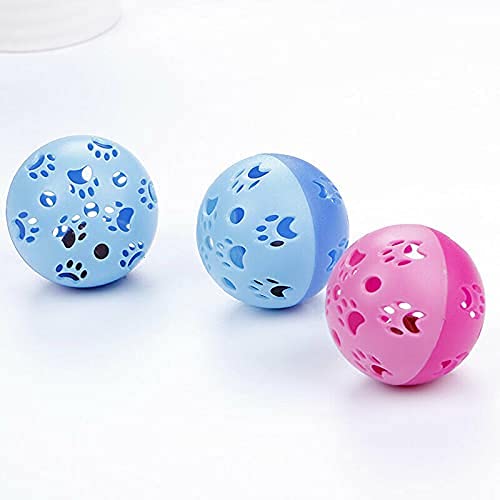 Pups&Pets Cat & Kitten Toy Interactive Bell Ball Toy Hollow Out Round Ball Pet Colorful Playing Toys Pack Of 2 (Color May Vary)