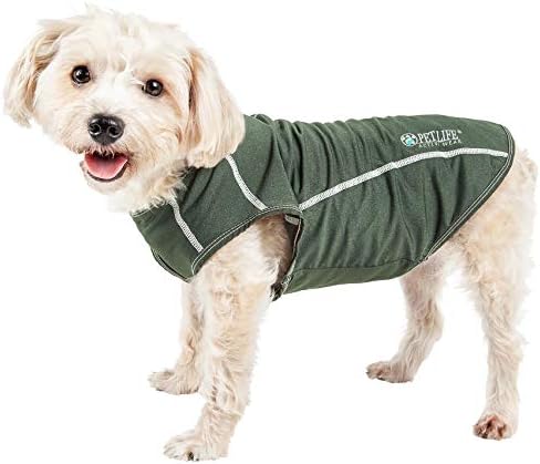 Pet Life  Active Racerbark 4Way Stretch Performance Active Dog Tank Top Tshirt, Olive Green  Small