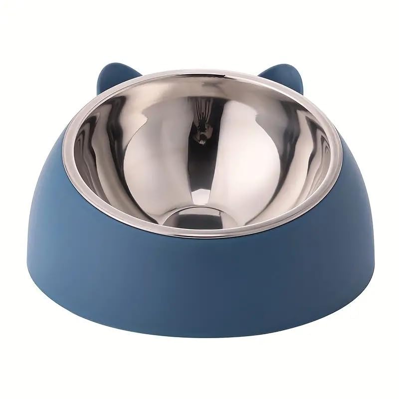 Namra Elevated Pet Cat & Dog Feeding Bowl | Tilted 15 Elevated Steel Cat Bowls For Cats,Kittens & Puppie Puppy Pet Food Bowl | N