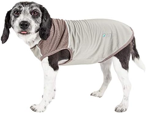 Pet Life  Active Aeropawlse Heathered Quickdry And 4Way Stretchperformance Dog Tank Top Tshirt, Tan/Brown  Xlarge
