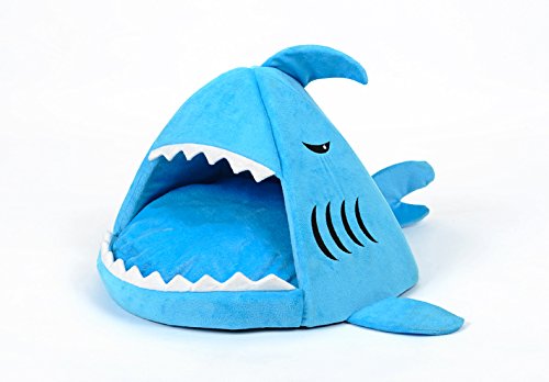 Elisanliving Shark Dog Cat Small Animal Pet Canopy Teepee Tent House Bed (Blue Shark)
