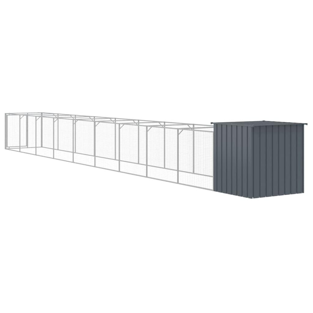 vidaXL Dog House with Run Anthracite 43.3x400.4x43.3 Galvanized Steel