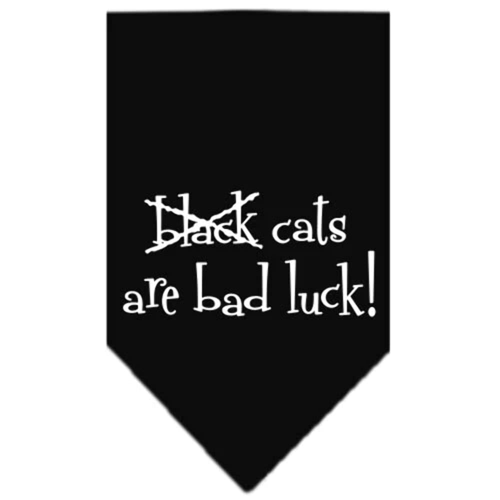 Halloween Pet and Dog Bandana Screen Printed, "Black Cats are Bad Luck" Black Small