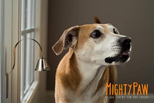 Mighty Paw Metal Dog Doorbell - Durable Bell Big Dog - Optimized Sound - Includes Doggy Doorbell Training Tips - Durable Sleek Silver Bell - Puppy Supplies - Pet Potty Training