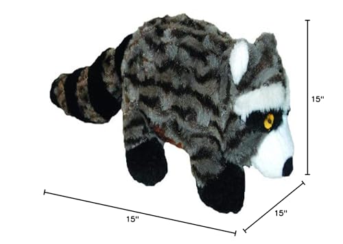 Patchwork Pet Swirl Raccoon Plush Toy, 15 Inch, Fabric/Fleece, Blacks & Grays, Model 01016