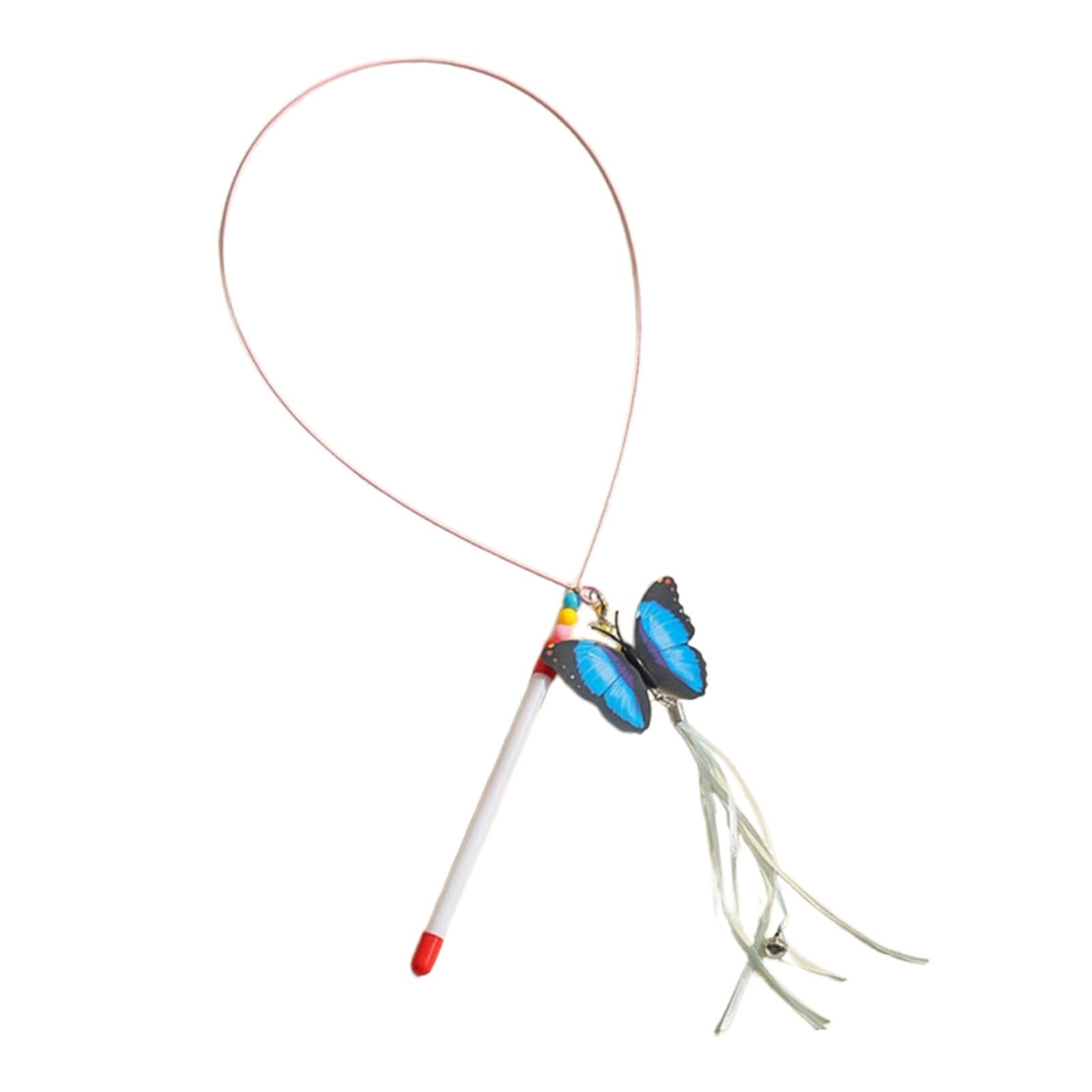 Ecomistiq Cat Teaser Toy Interactive Kitten Butterfly For Playing Outdoor Exercise Blue Butterfly| Toys| Supplies |Pet