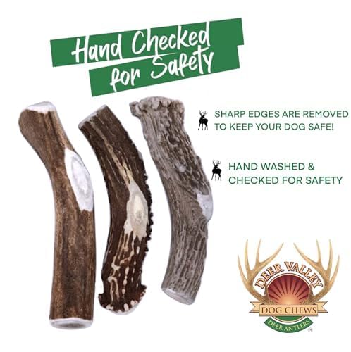 Deer Valley Dog Chews (Large 3 Pack, 6-7 Inches) Premium Deer Antler for Dogs - Ethically-Sourced and Irresistible Dog Chew Toy