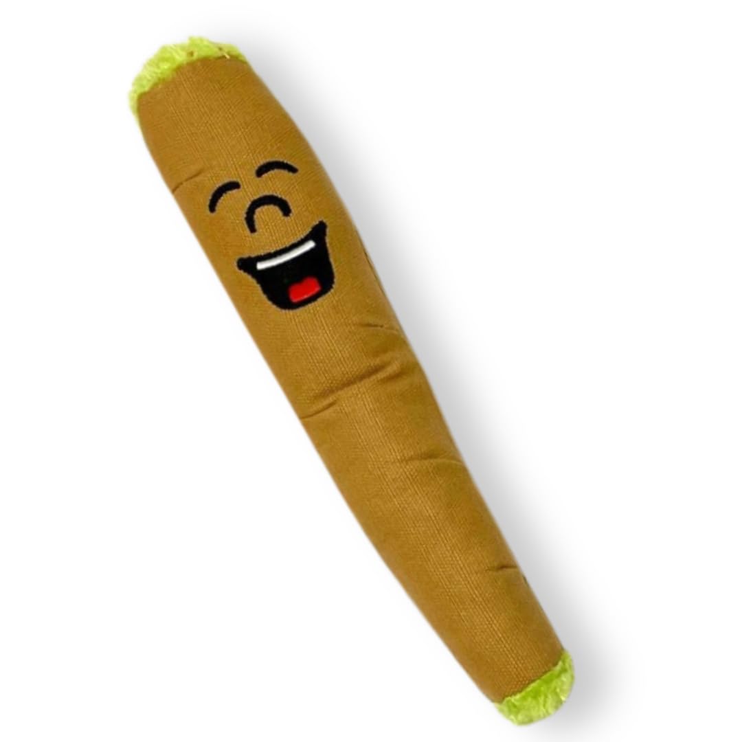 My Name Is B, Cute Stuffed Parody Blunt Dog Toy, Funny Squeaky Weed Toy, Cool Plush Novelty 420 Gift For Pets & Their Owners, Sized For Puppies & Small, Medium & Large Breeds, For Fetch & A Photo Prop