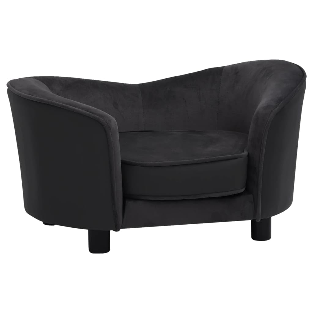 Vidaxl Dog Sofa Black 27.2'X19.3'X15.7' Plush And Faux Leather