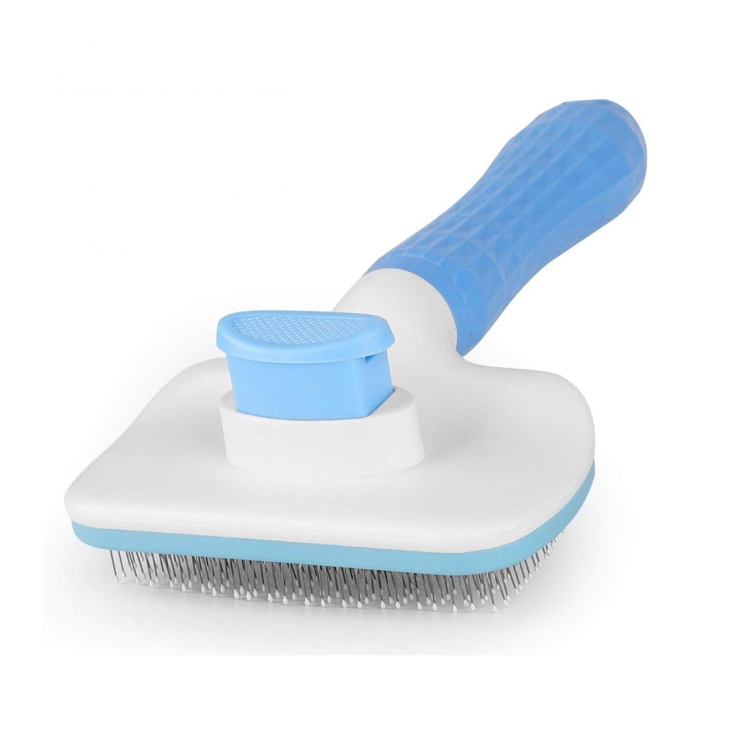 Pet Fun Auto Slicker Brush For Pets | SelfCleaning Grooming Tool | Easily Removes Loose Fur, Tangles & Dirt | Suitable For Dogs