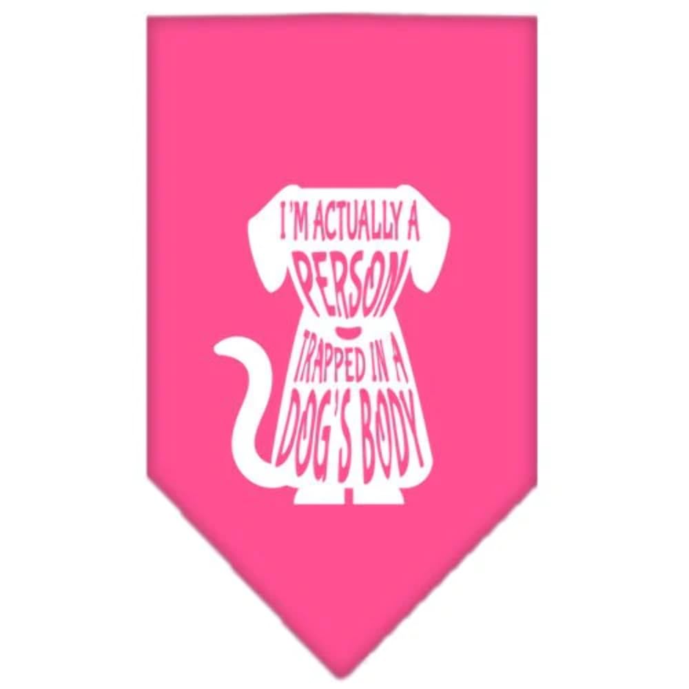 Pet and Dog Bandana Screen Printed, Trapped in A Dog's Body Gray Large