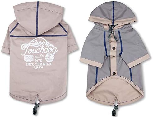 Touchdog Cloudburst Waterproof Reversible Dog Raincoat Large/Light Grey
