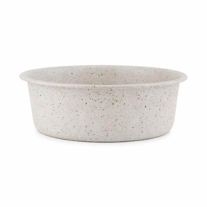 Pawpourri Off White Speckle AntiSkid Stainless Steel Water And Food Feeding Bowl For Dogs & Cats | Easy To Clean Pet Feeder (Of