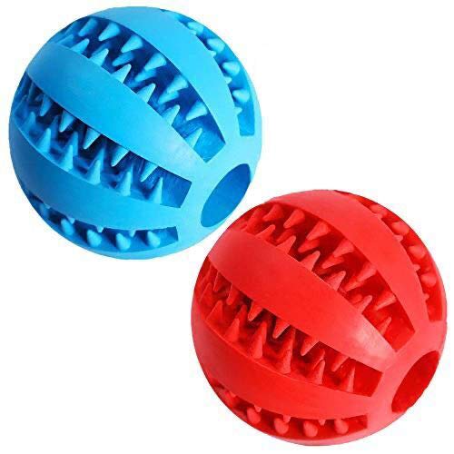 Feixun Dog Treat Toy Ball, Dog Tooth Cleaning Toy, Interactive Dog Toys 2.8'' Pack of 2