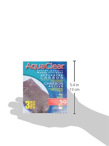 Fluval AquaClear Activated Carbon Filter Inserts, 3 Count, Plastic, Replacement for 50 Gallon Tank, Model A1384, White