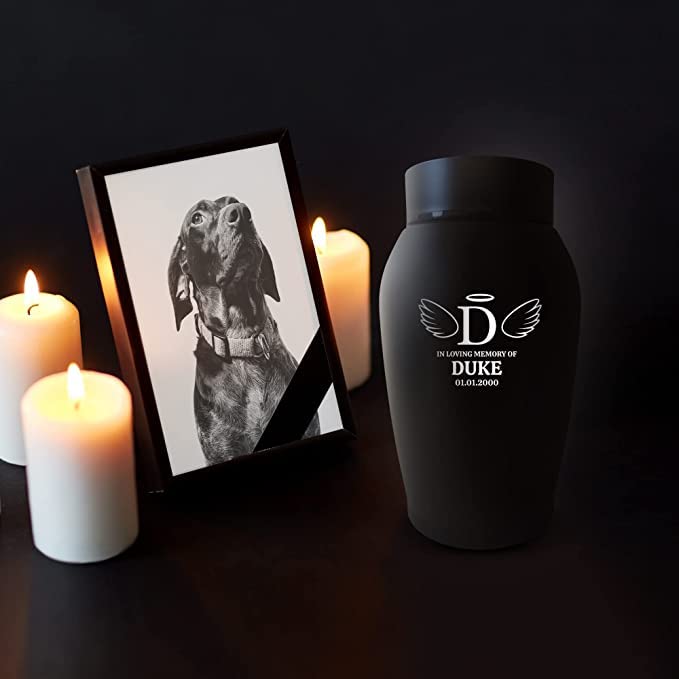 Personalized Custom Dog Urn Engraved Dog Name And Date - Stainless Steel Cremation Urns For Dogs Ashes With Airtight Closure | I