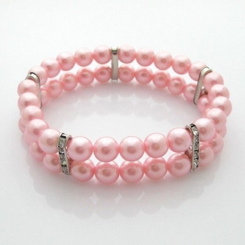 Petfavorites 2 Row Pearl Dog Necklace Collar For Pets, Bling Cat Wedding Collar, Rhinestone Pet Jewelry For Small Dogs, Teacup Chihuahua Yorkie Clothes Costume Outfits Accessories (Pink, 7-Inch)