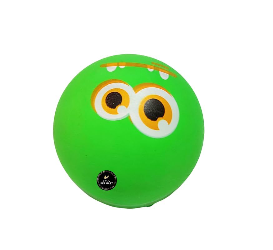 Psk Pet Mart High Bounce Natural Rubber Dog Balls (1 Pack High Bounce Smoothie) (60Mm) Monster Face Squeaky Dog Toy Ball