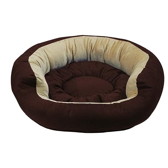 GDB Dog & Cat Round Shape Bed with Removable Cushion, Comfortable & Durable Pet Lounger, Washable, AntiSlip Base, Brown, Medium