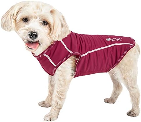 Pet Life  Active Racerbark 4Way Stretch Performance Active Dog Tank Top Tshirt, Maroon  Medium