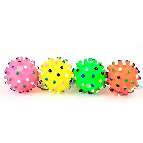 PSK PET MART Chew Rubber Spike Squeaker Corona Shape Sound Ball Toy for Small to Medium Pets  Color May Vary