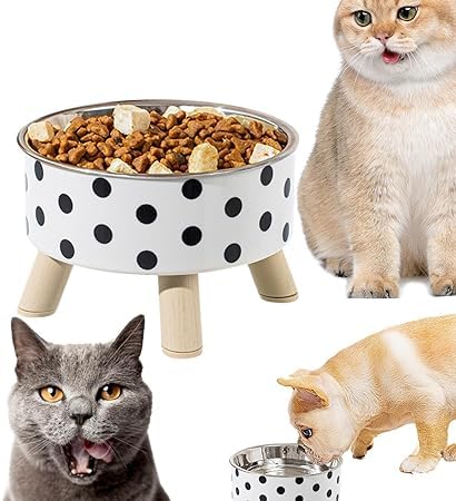 Blurism Elevated Dog Feeder Bowl, AntiChoking Raised Dog Food And Water Bowl With Wooden Stand, Pet Feeding And Drinking Suppli