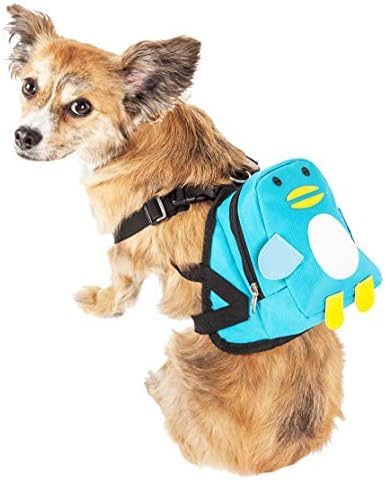 Pet Life  Waggler Hobbler Largepocketed Compartmental Animated Dog Harness Backpack, Blue  Small