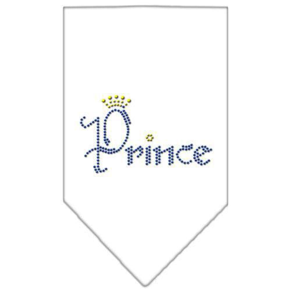 Mirage Pet Products Prince Rhinestone Bandana, Large, White
