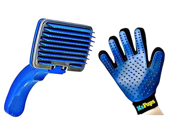 Roverpets Slicker Brush And Pet Grooming Glove For Dogs And Cats  Hair Remover And Massage Glove For Small, Medium, And Large B
