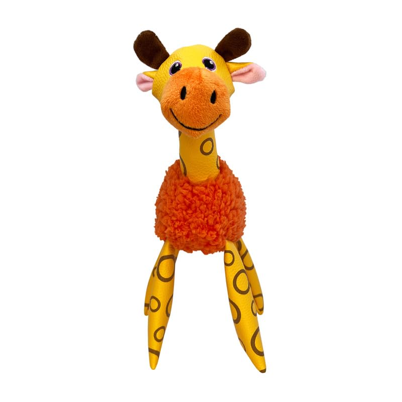 Kong Floofs Shakers - Fluffy Fleece With Squeaker And Faux Leather Legs - Dog Toy (Giraffe, Medium)