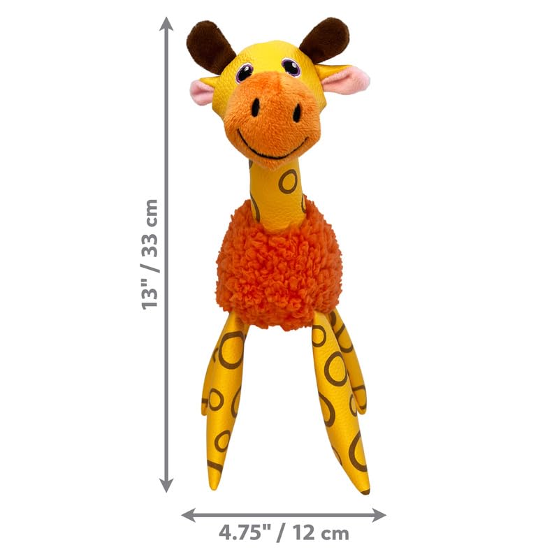 Kong Floofs Shakers - Fluffy Fleece With Squeaker And Faux Leather Legs - Dog Toy (Giraffe, Medium)