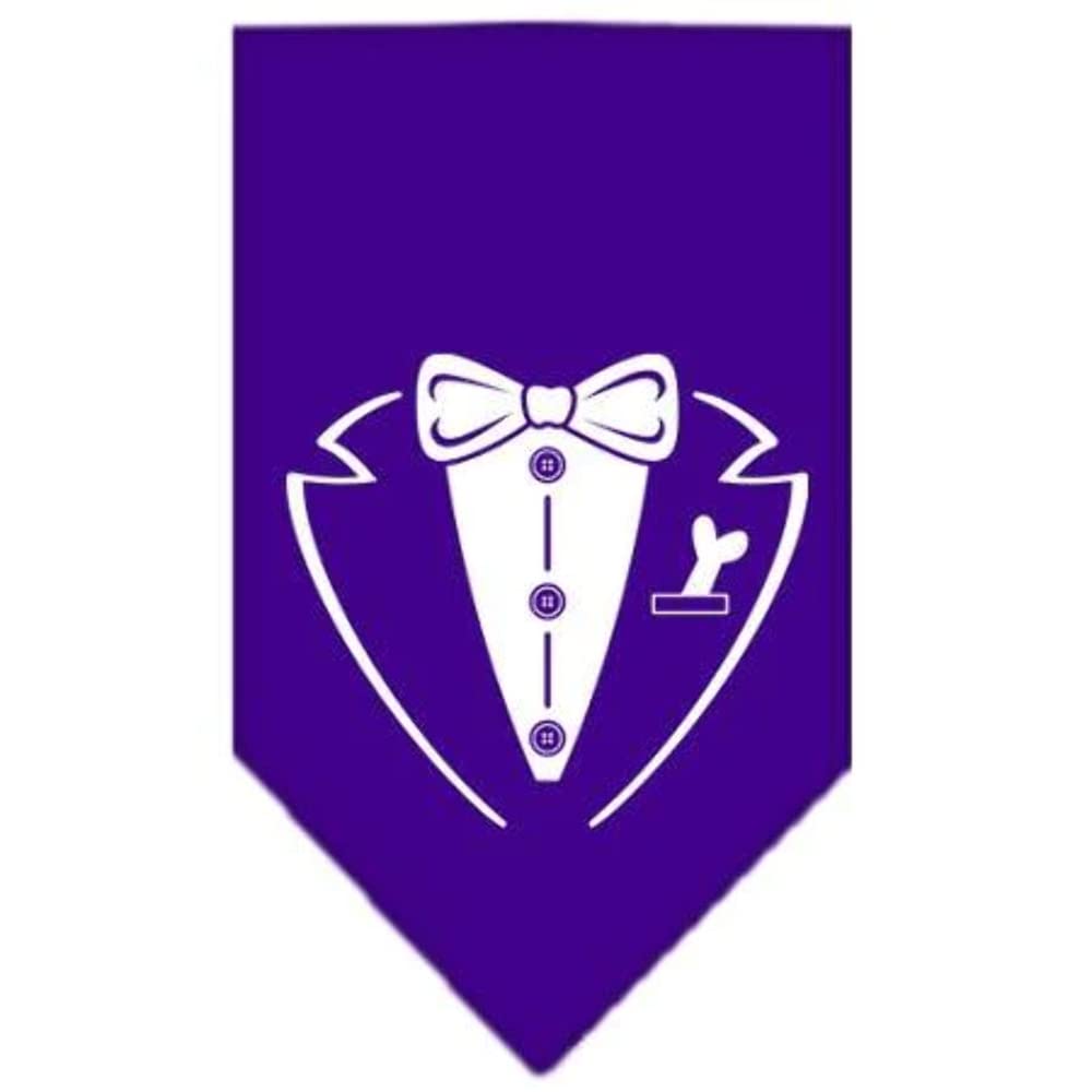 Pet and Dog Bandana Screen Printed, "Tuxedo" Purple Large