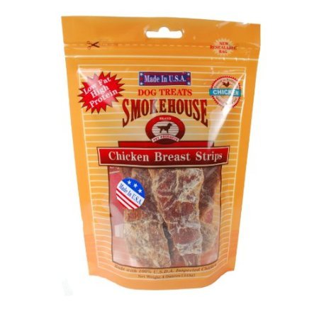 Smokehouse 100-Percent Natural Chicken Breast Strips Dog Treats, 4-Ounce
