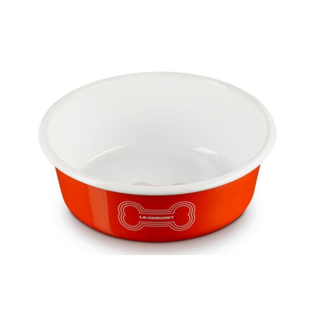 Le Creuset Large Dog Bowl, 6 Cups, Enamel on Steel, Orange, Model EEP100B-18214