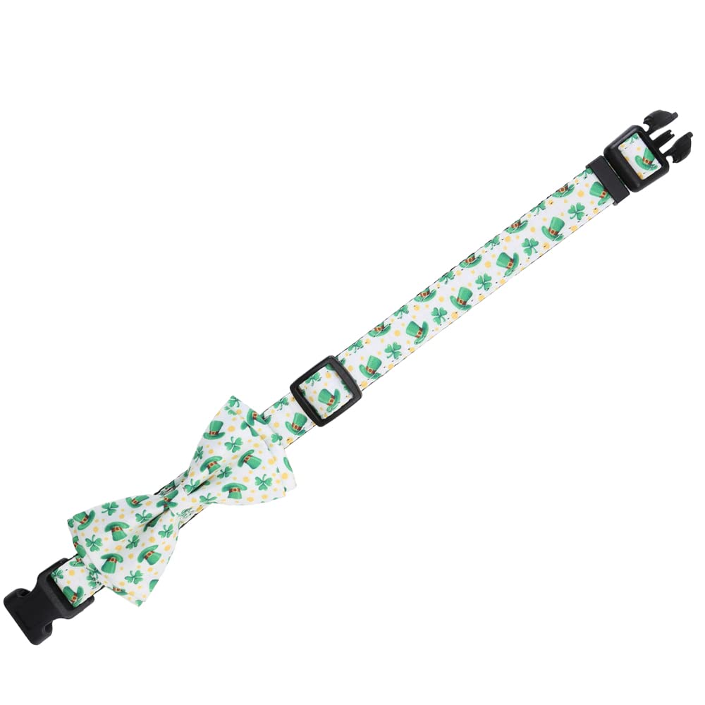St.Patrick'S Day Dog Collar With Removable Cute Bow Tie Adjustable Pet Collars Large