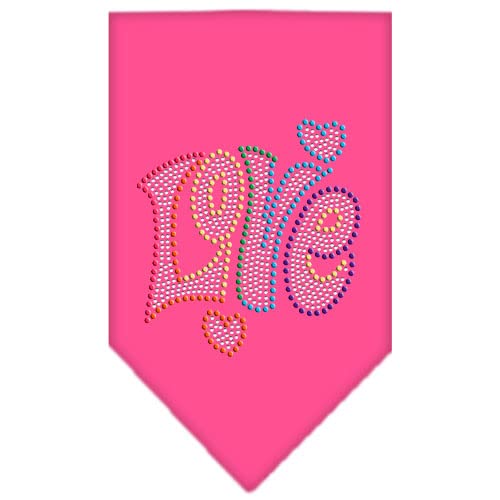 Mirage Pet Products 67-95 SMBPK Technicolor Love Rhinestone Bright Pink Print Bandana, Small