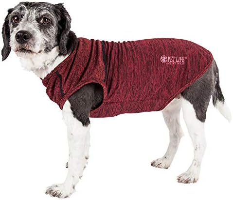 Pet Life  Active Aeropawlse Heathered Quickdry And 4Way Stretchperformance Dog Tank Top Tshirt, Red/Maroon  Xsmall
