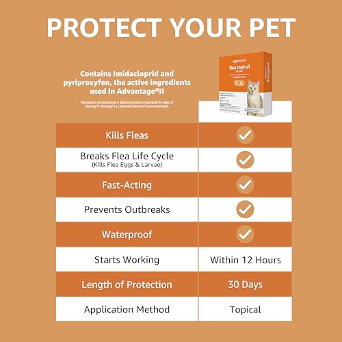 Amazon Brand - Solimo Flea Topical For Medium Cats (5-9 Pounds), 4 Count