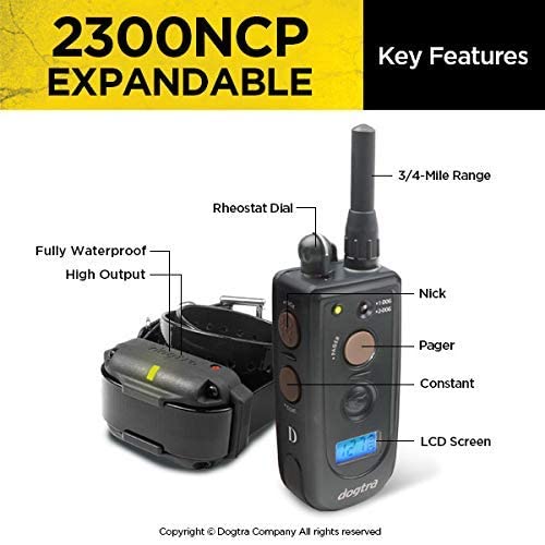 Dogtra 2300NCP Expandable 2-Dog Remote Training E-Collar, Black, Synthetic, 3/4-Mile Range