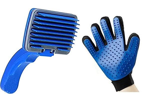 D&C Paws Combo Slicker Brush Pet Grooming Glove For Dogs And Cats Shedding Small Medium Large Breeds, Pet Hair Remover GloveMas