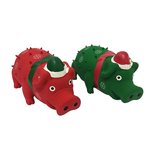 Multipet Holiday Globlets 8" Latex Dog Toy, Assorted Green & Red, Natural Rubber, 2 Pack