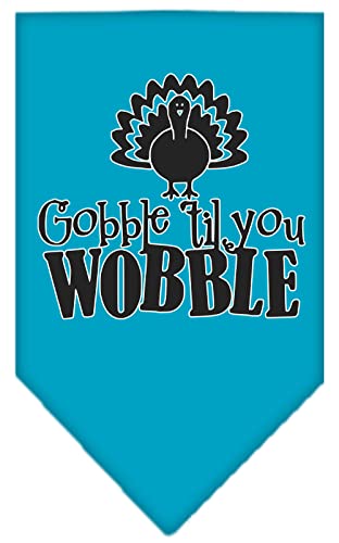 Mirage Pet Products Gobble til You Wobble Screen Print Bandana Turquoise Large
