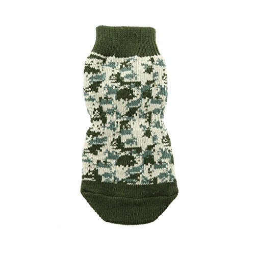 Doggie Design Non-Skid Dog Socks (Green Camo, M)